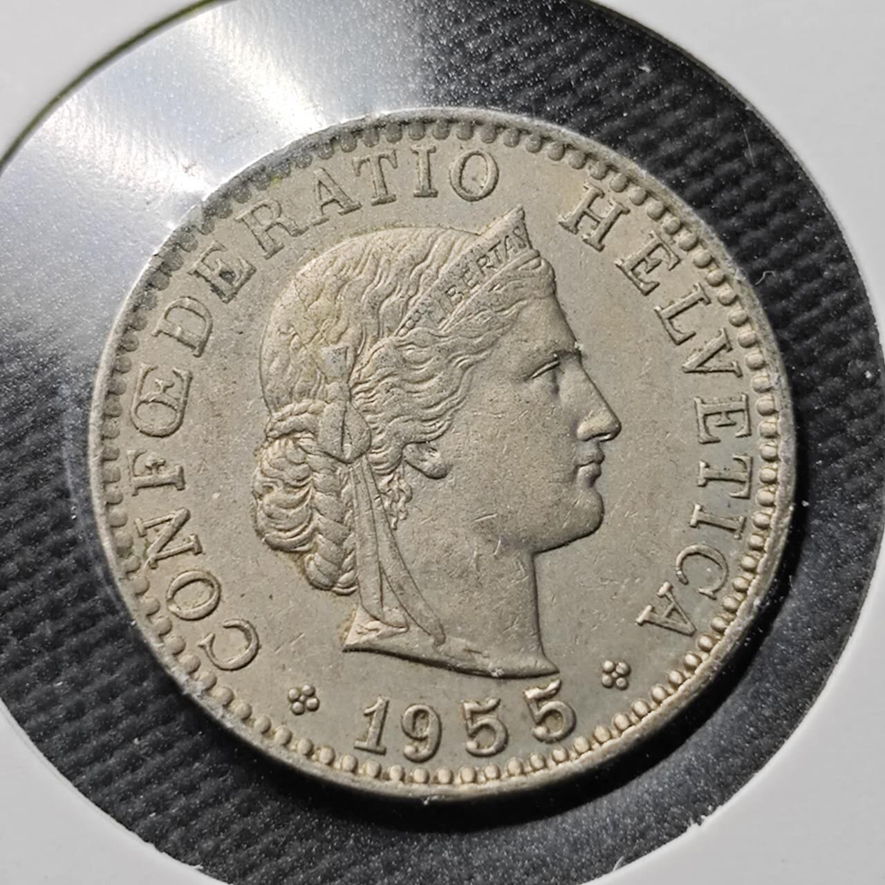 KK钱币收藏小铺  第365场  2月预留时间 周末发货  1955瑞士20分