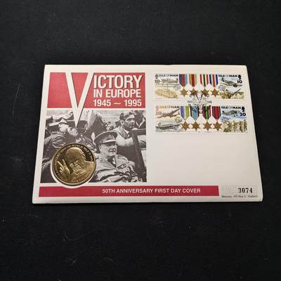 【全场包邮】纯粹捡漏拍475场（免费代拍第12场） - 【邮币封】马恩岛1995年5镑二战胜利50周年-丘吉尔纪念邮币封