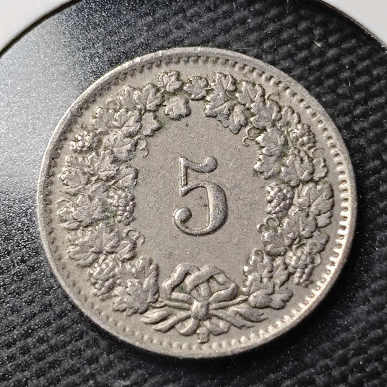 KK钱币收藏小铺  第365场  2月预留时间 周末发货  1940瑞士5分镍币 早年份