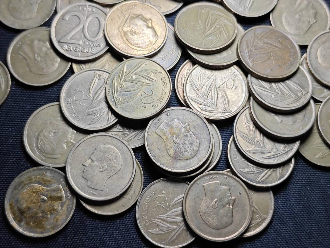 KK钱币收藏小铺  第364场  2月预留时间 周末发货  比利时20法郎铜币一组50枚