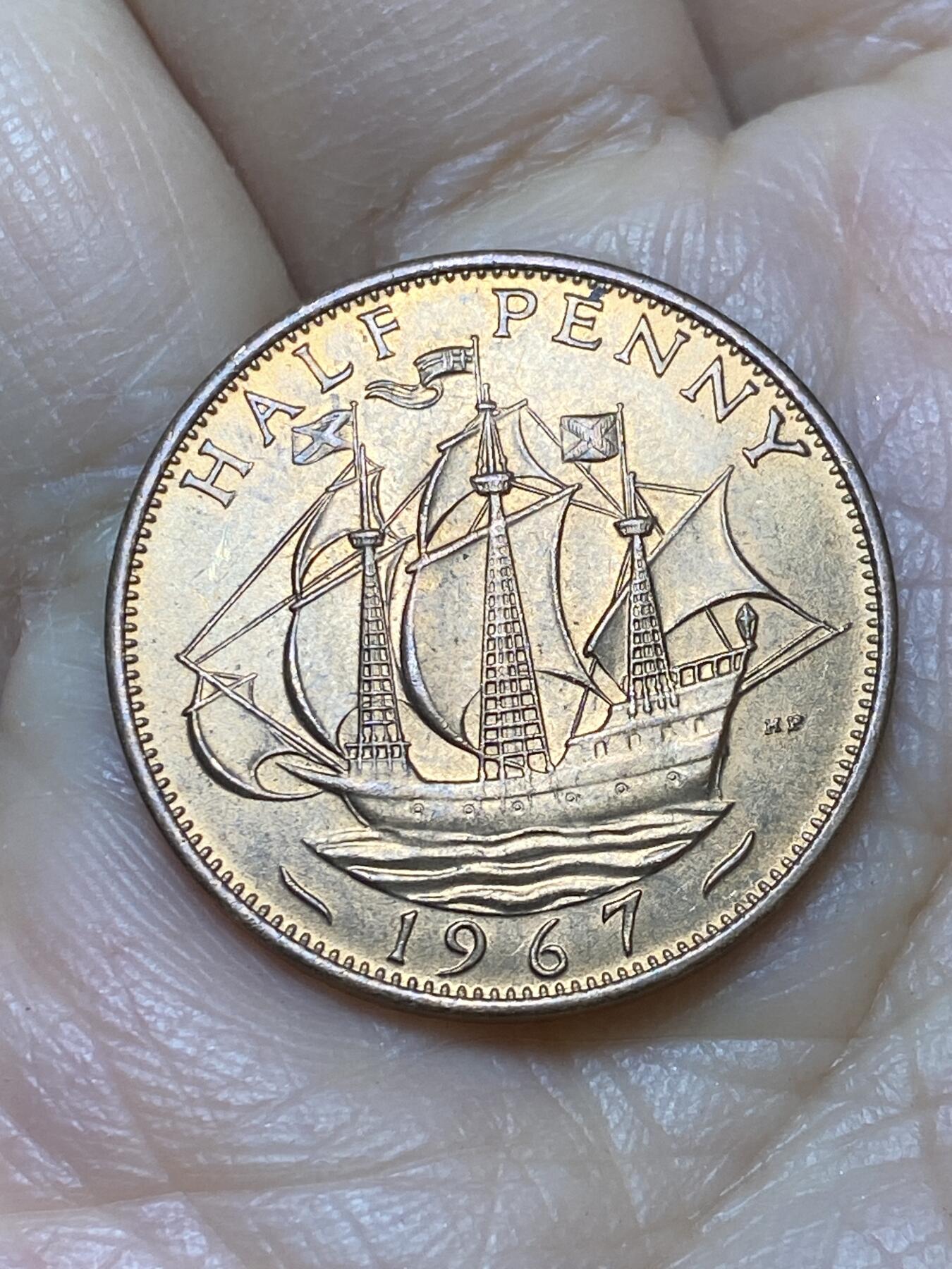 2025年第一百二十四场(总第一百五十场）外国好品散币(免佣金) 英国🇬🇧1967年半便士(伊丽莎白二世青年桂冠第二版，普制币关门年)
