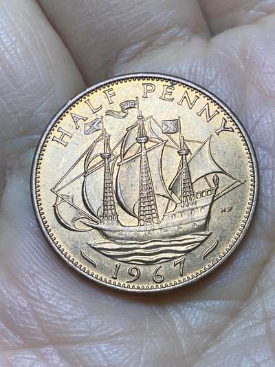 2025年第一百二十四场(总第一百五十场）外国好品散币(免佣金) - 英国🇬🇧1967年半便士(伊丽莎白二世青年桂冠第二版，普制币关门年)