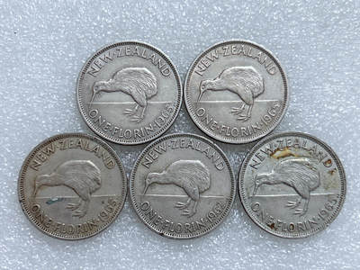 第一海外回流一元起拍收藏 散集专场  第262期 - 新西兰几维鸟1福林铜镍币 伊丽莎白二世 5枚