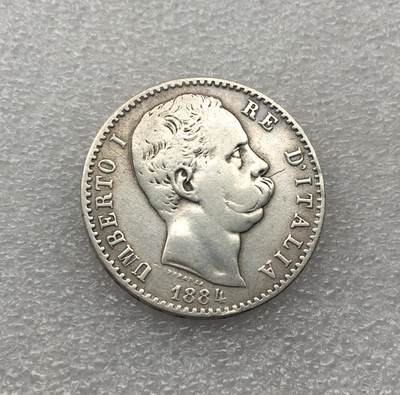 世界钱币专场拍卖 每周二开拍 - 稀少1884年意大利翁贝托2里拉流通银币