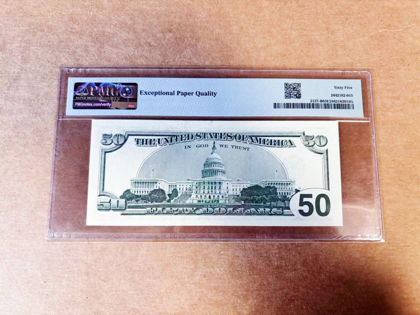 【Blue Auction】世界纸币精拍第746期——18级TOP拍卖/信誉/品质/专业/高效💫 美国 2001年50美金 PMG65EPQ 