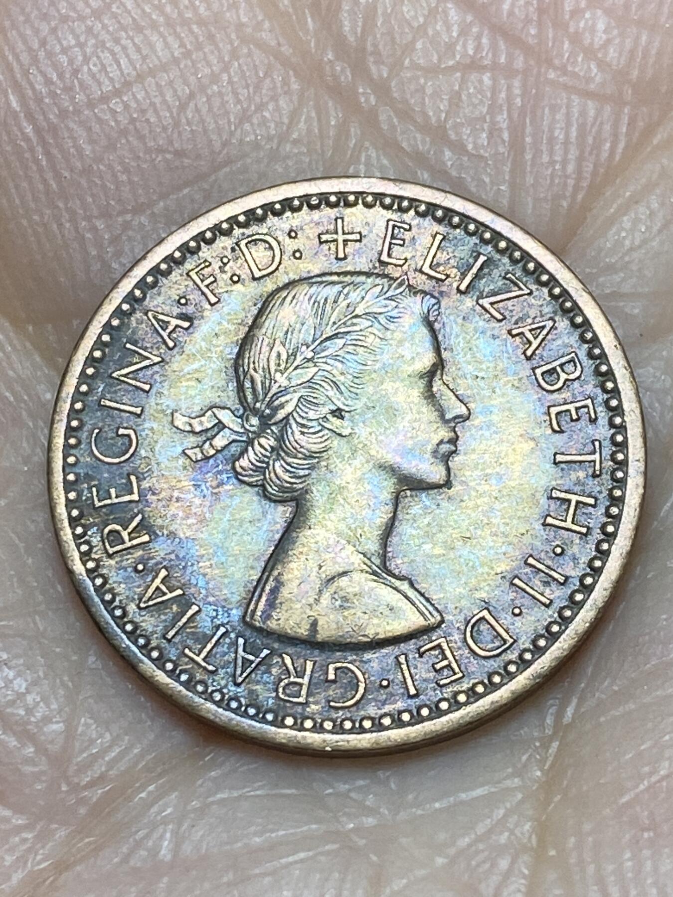 2025年第一百二十四场(总第一百五十场）外国好品散币(免佣金) 少见年份–英国🇬🇧1956年1法新(伊丽莎白二世青年桂冠第二版，关门年)