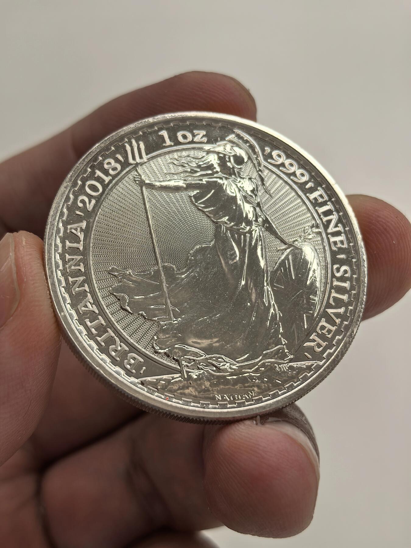 博洋堂世界钱币拍卖第146期（全场包邮） 英国2018年不列颠女神1盎司2镑精制银币