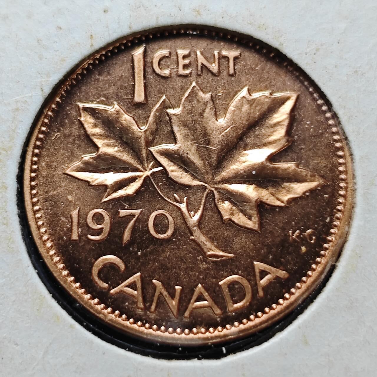 KK钱币收藏小铺  第365场  2月预留时间 周末发货  1970加拿大一分 好品