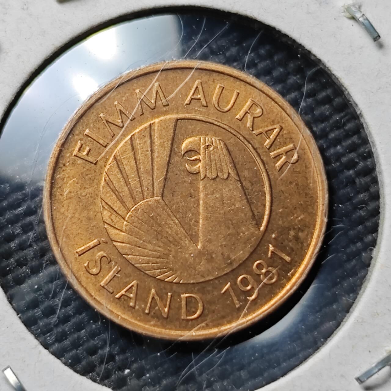 KK钱币收藏小铺  第365场  2月预留时间 周末发货  冰岛5拉雷 好品铜币