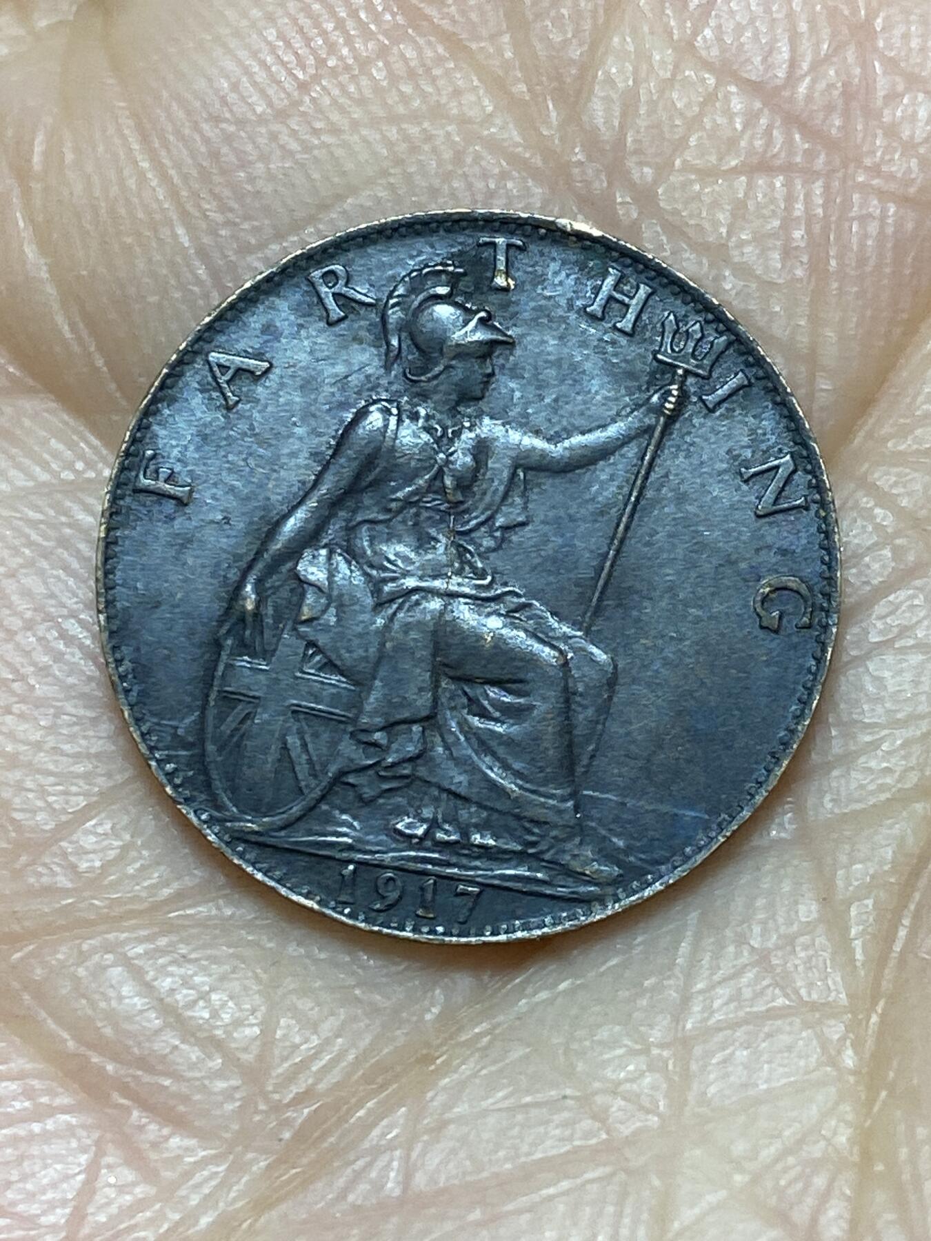 2025年第一百二十四场(总第一百五十场）外国好品散币(免佣金) 英国🇬🇧1917年1法新(乔治五世第一版)