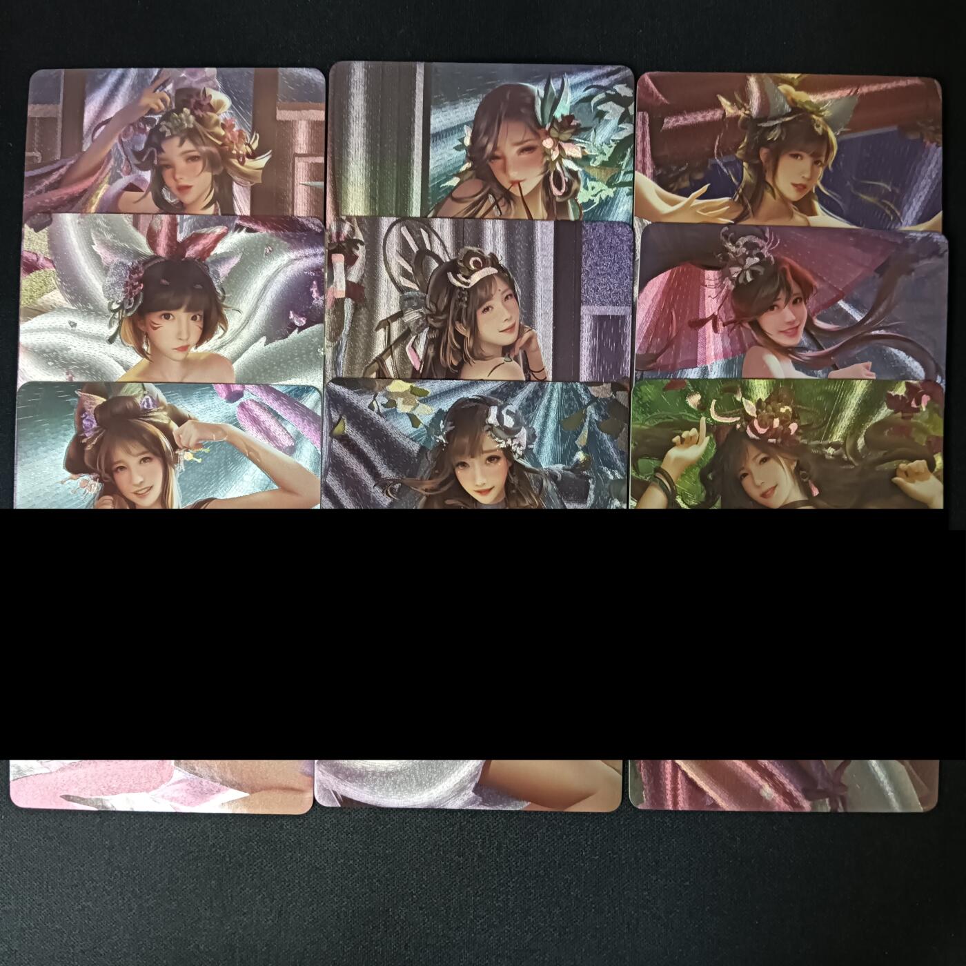 花开卡拍第46期（11月9号周日截拍，品控勿拍!!!拍品不寄存，运费5元，自制卡难免瑕疵，可能存在轻微撞角爆边等出厂瑕疵，品控介意勿拍！） 古风日替内室超性感04 粗闪套卡 一套9张