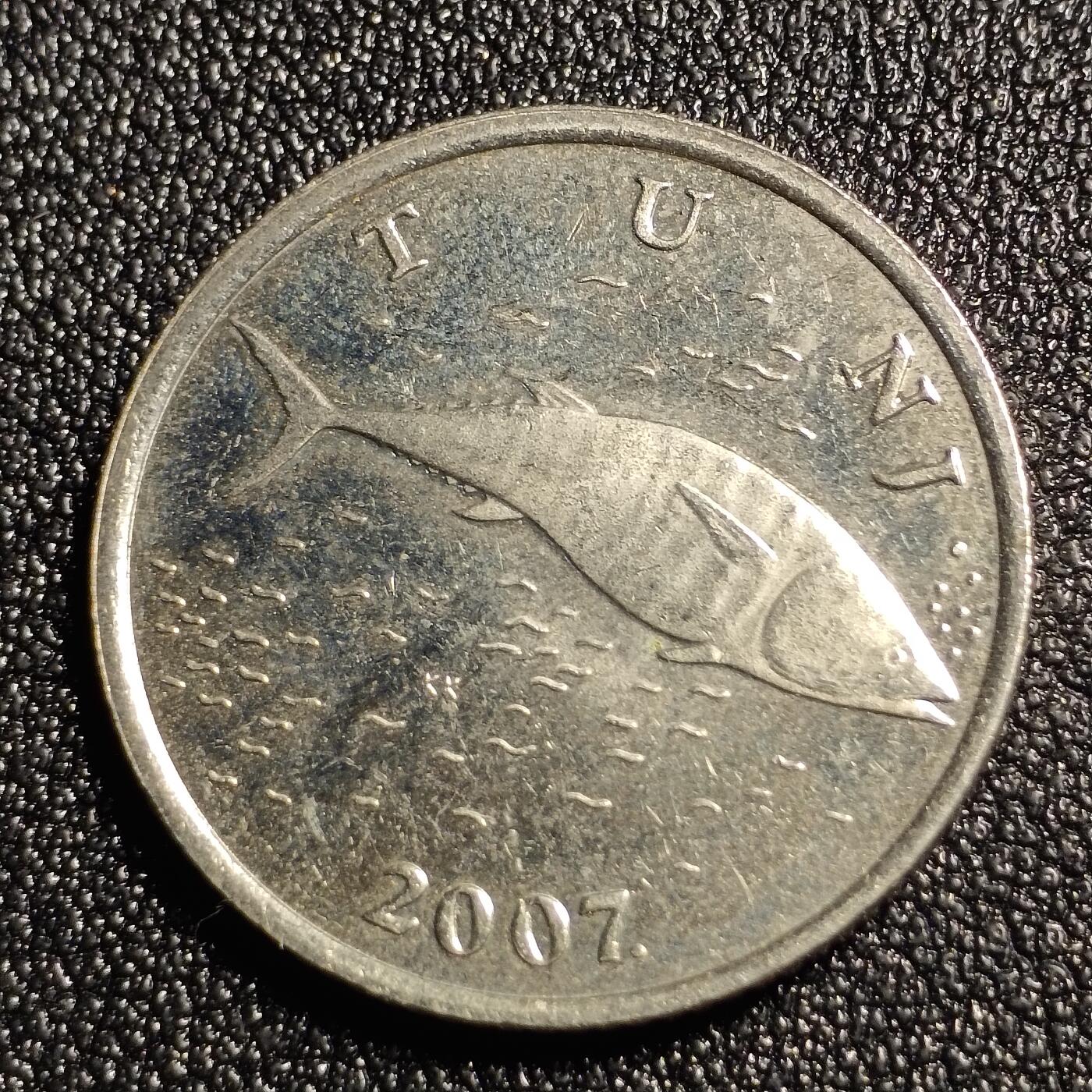 泉币菌-第128场-精品福利场(115场之后的本周末发货，感谢理解) 2007年 金枪鱼 克罗地亚2库纳铜镍硬币 24.5毫米 6.2克 豹徽