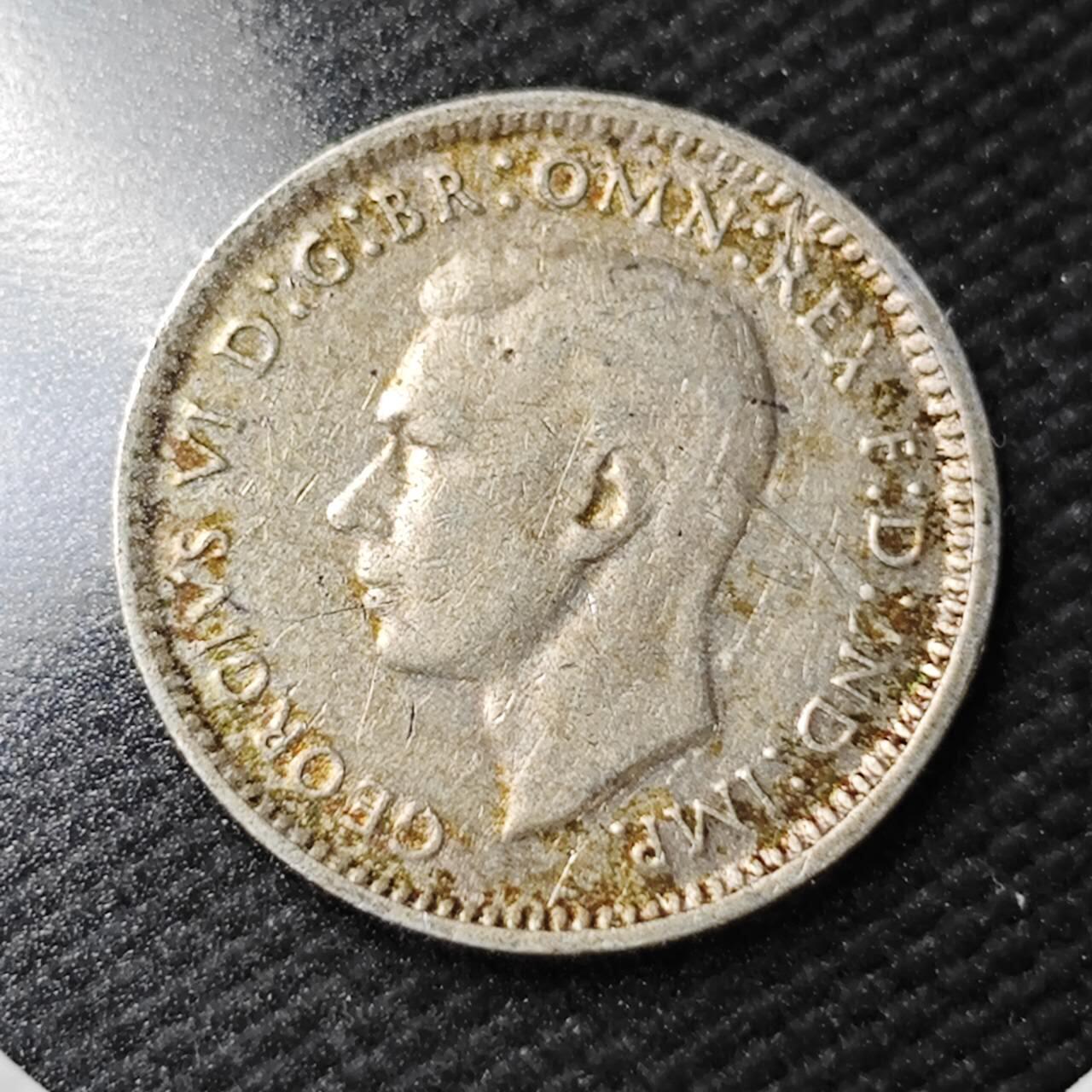 KK钱币收藏小铺  第365场  2月预留时间 周末发货 1944 澳大利亚3便士银币