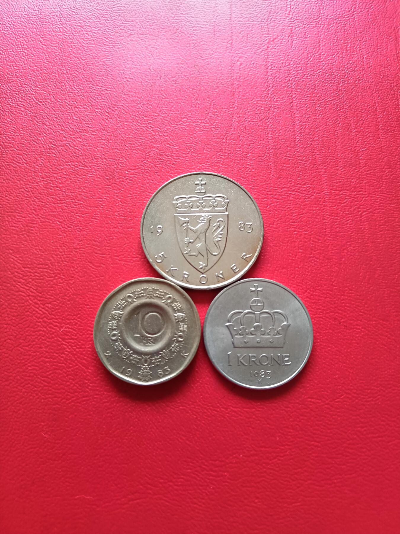 【云涧收藏】第七十七场 挪威1983年1、5、10克朗3枚