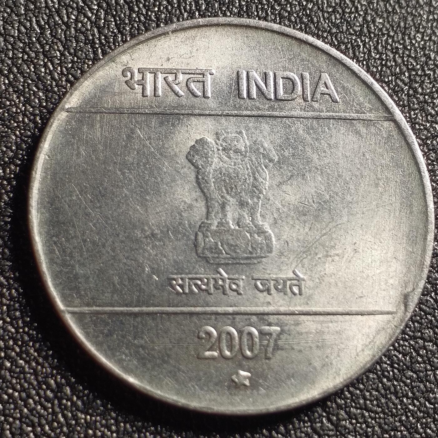 泉币菌-第128场-精品福利场(115场之后的本周末发货，感谢理解) 手语钱币 印度2卢比不锈钢纪念币 26毫米5.8克