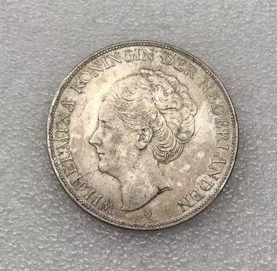 世界钱币专场拍卖 每周二开拍 - 1930年荷兰威廉明娜女王2.5盾银币 25克