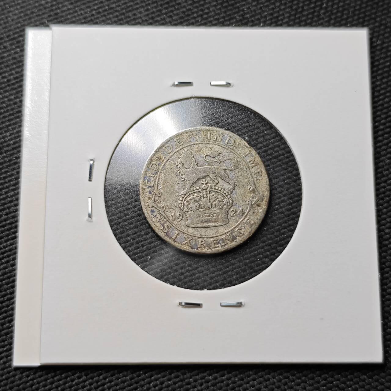 KK钱币收藏小铺  第365场  2月预留时间 周末发货  1924英国6便士银币