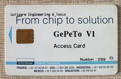 《卡拍》第339期拍卖11月8日晚22：10时延时截拍 斯伦贝榭《母婴图》IC测试卡，软件工程测试卡/工具卡，流水号289。芯片面有较明显的磨痕，彩图面有一透明胶纸（可去除）。