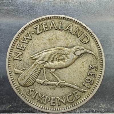 【淘币小摊】实时拍第七百八十九拍   散币场   满百包邮可预留二周 每周一统一发货   - 新西兰1933年乔治五世6便士银币