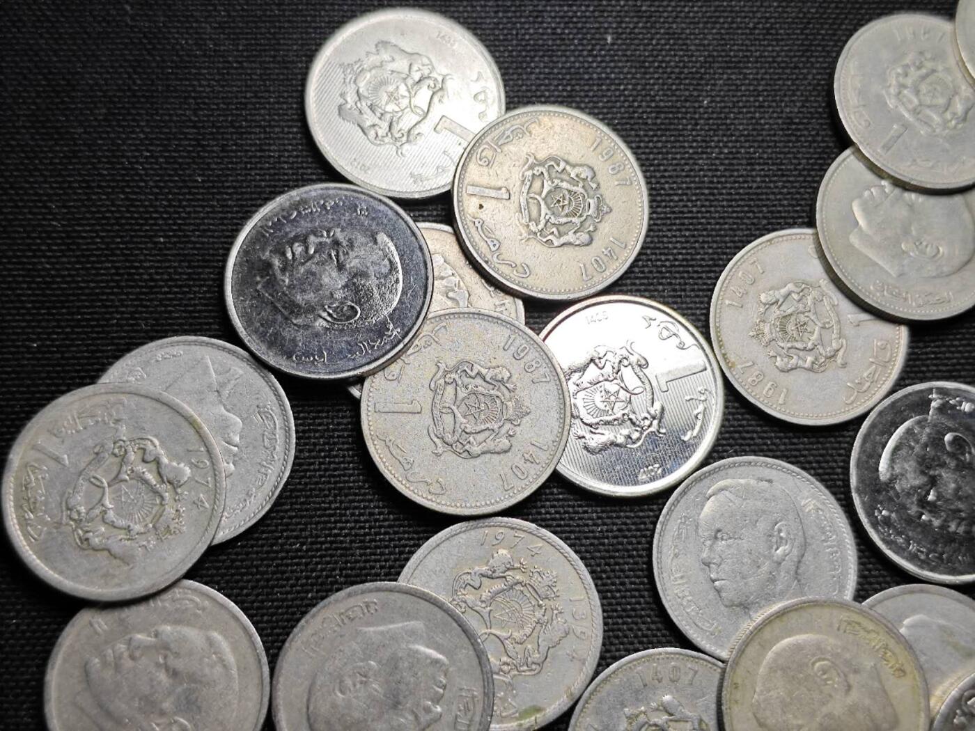 KK钱币收藏小铺  第364场  2月预留时间 周末发货  摩洛哥1迪拉姆，0.5迪拉姆一组40枚