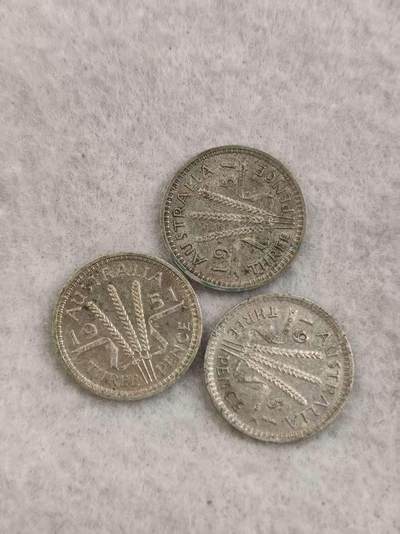 G&W世界散币，银币处理专场（第35场） - 澳大利亚3便士银币3枚  乔六