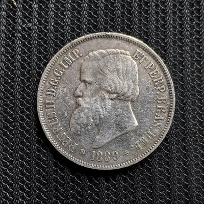 道一币馆币章第一百五十三场 - 巴西1889年皮特二世2000瑞斯银币