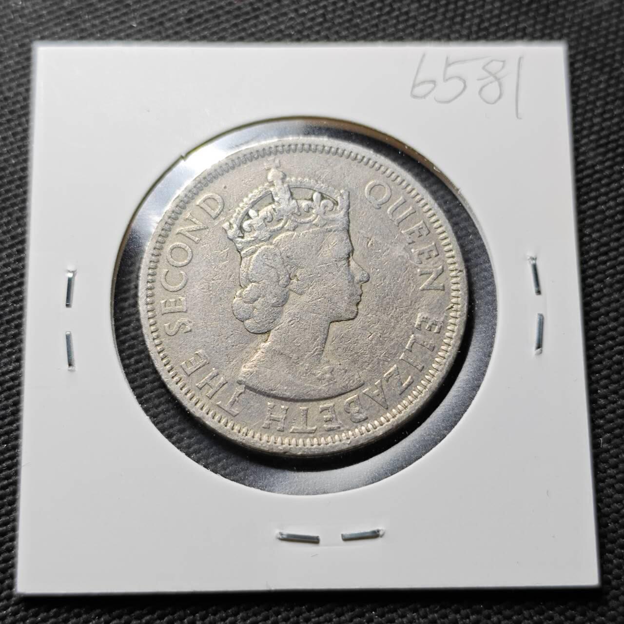 KK钱币收藏小铺  第365场  2月预留时间 周末发货  1956英属毛里求斯1比索