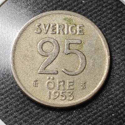 KK钱币收藏小铺  第365场  2月预留时间 周末发货 -  1953瑞典25欧尔银币