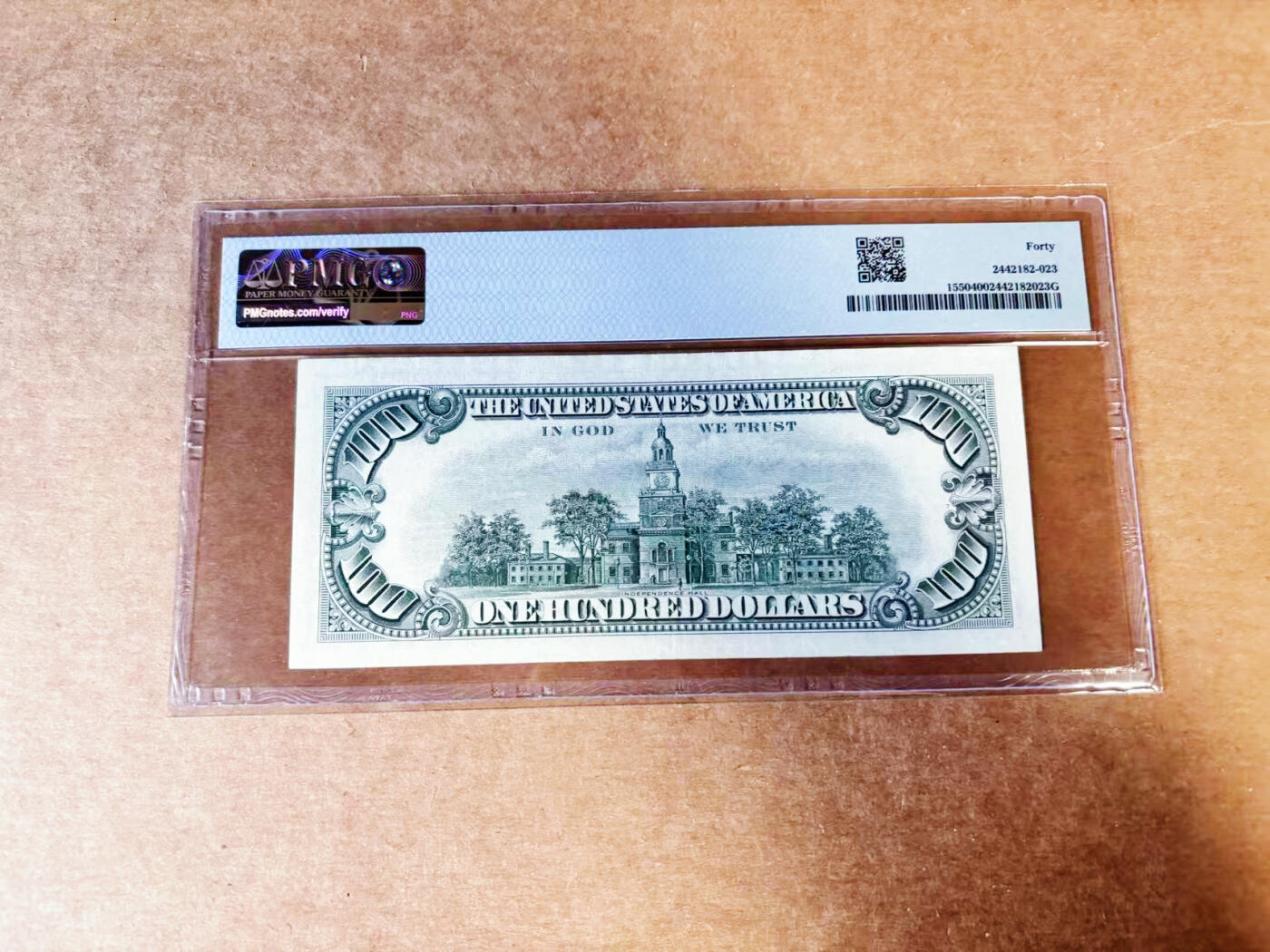 【Blue Auction】世界纸币精拍第746期——18级TOP拍卖/信誉/品质/专业/高效💫 【AA】美国 1966年100美金 PMG40