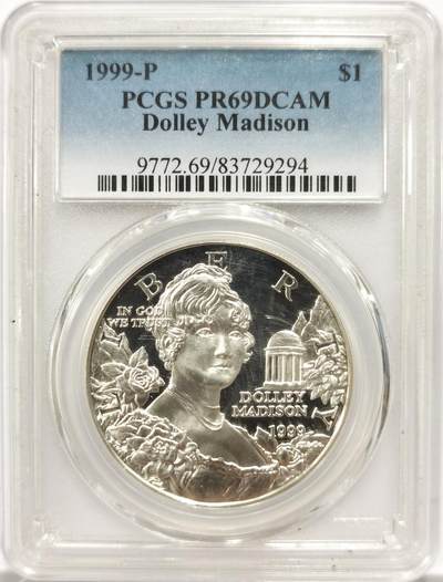 博洋堂世界钱币拍卖第146期（全场包邮） - PCGS PR69DCAM 美国1999年1元精制银币 多莉·麦迪逊（第一夫人，第四位美国总统的妻子）