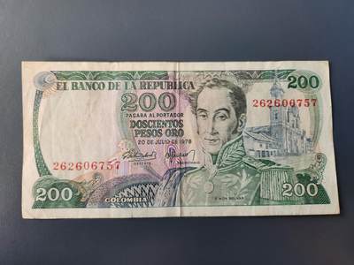 11月8号晚上8点 外国纸币自动截拍第53场 - 哥伦比亚1978年200原票