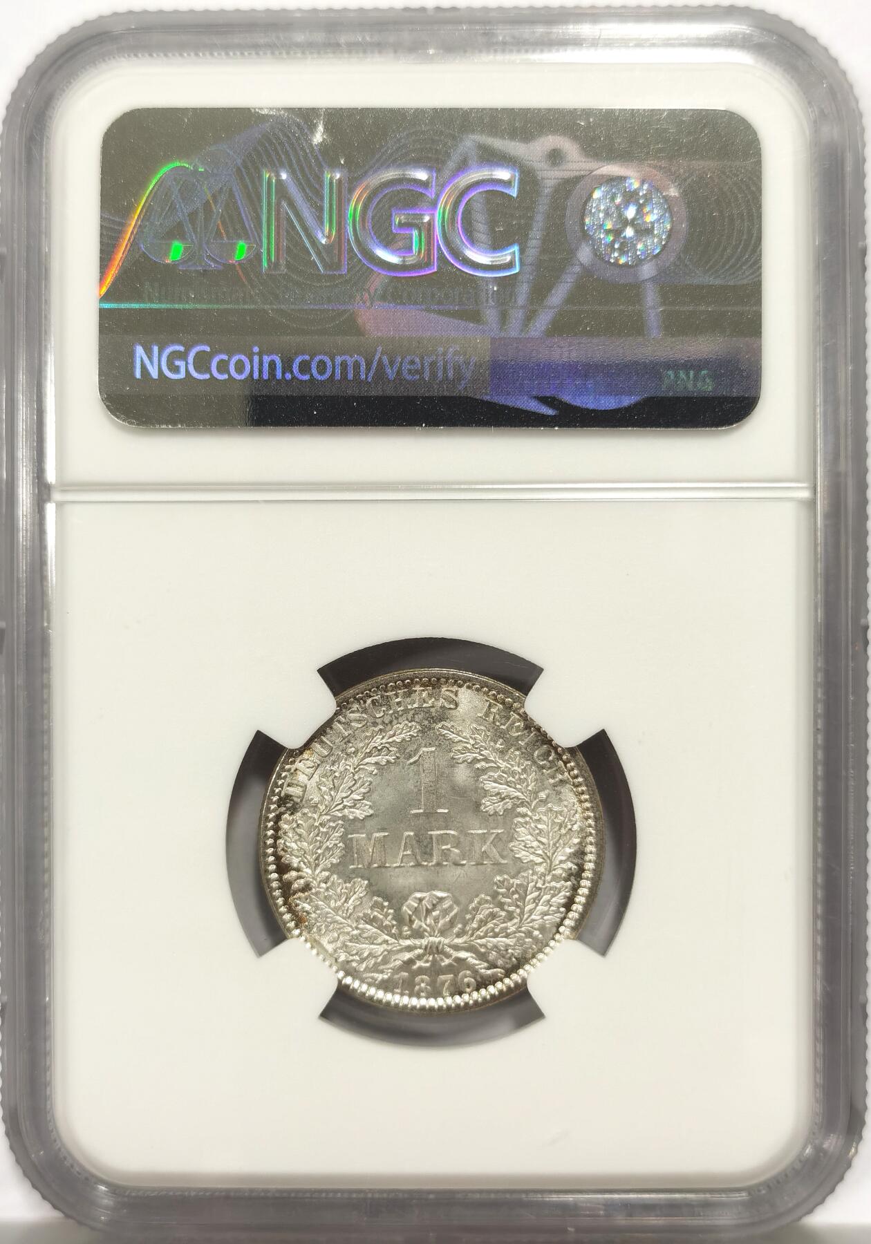 博洋堂“物美丰成”11月精品专场暨第145期（全场包邮） NGC MS66 德意志第二帝国1876年短翅鹰1马克银币，高分辅币