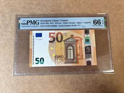 【Blue Auction】世界纸币精拍第746期——18级TOP拍卖/信誉/品质/专业/高效💫 - 【无47】欧盟 2017年50欧元  法国版 PMG66EPQ 