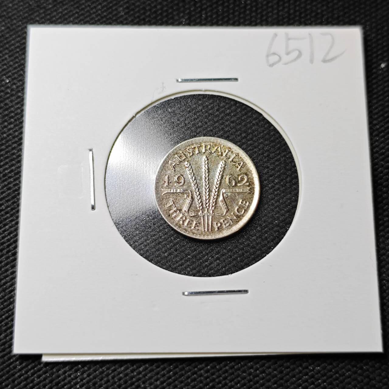 KK钱币收藏小铺  第365场  2月预留时间 周末发货  1962澳大利亚3便士银币