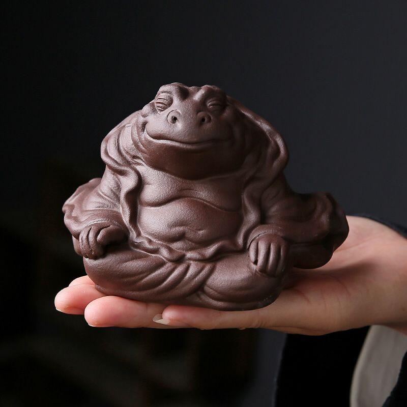 听雨轩（18）精品陶瓷专场 紫砂茶宠朱泥招财蟾蜍