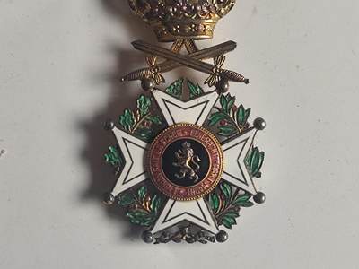 11月4日奖章钱币专场 - 比利时列奥波德银质勋章 双剑版