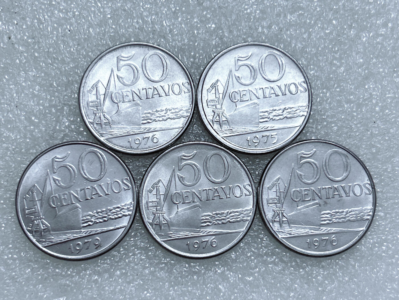 第一海外回流一元起拍收藏 散集专场  第262期 巴西50分不锈钢币 5枚 原光美品