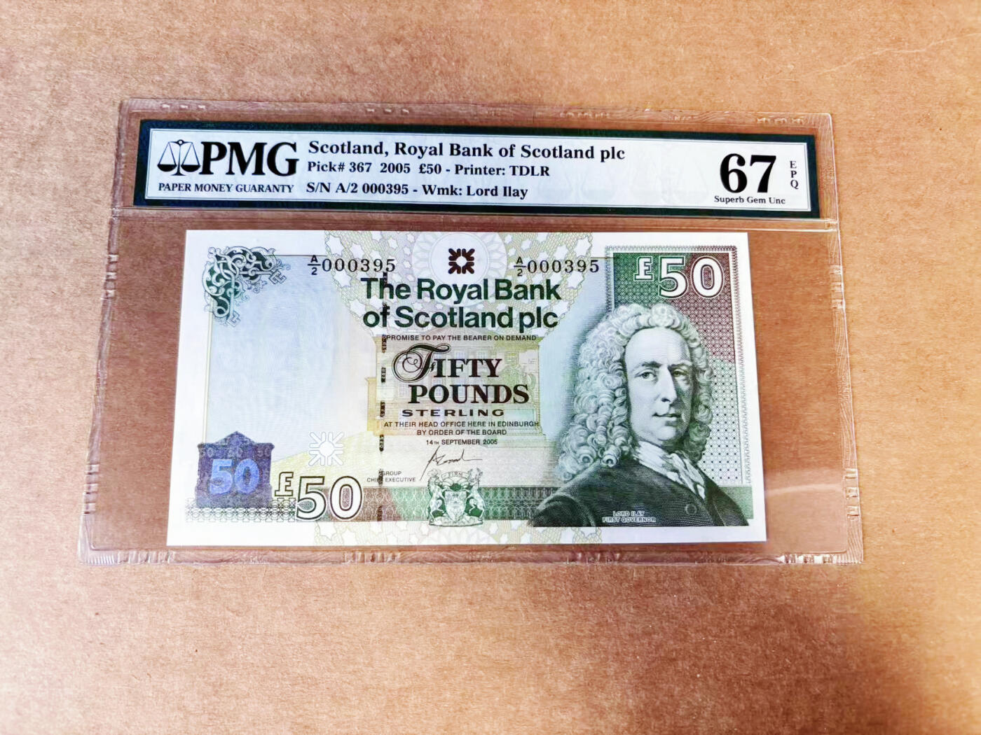 【Blue Auction】世界纸币精拍第746期——18级TOP拍卖/信誉/品质/专业/高效💫 【百位小号无47】苏格兰 2005年50镑  PMG67EPQ 
