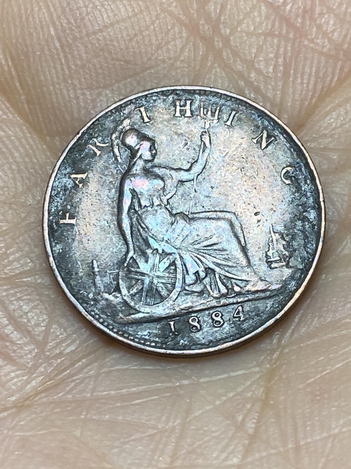 2025年第一百二十四场(总第一百五十场）外国好品散币(免佣金) 英国🇬🇧1884年1法新(维多利亚女王中年桂冠第三版)