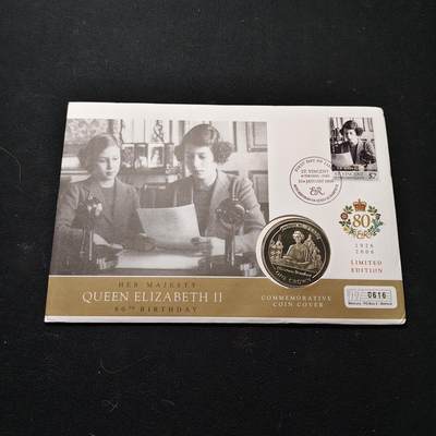 【全场包邮】纯粹捡漏拍475场（免费代拍第12场） - 【邮币封】直布罗陀2005年1克朗伊丽莎白二世女王的80大寿圣诞广播克朗型纪念币邮币封