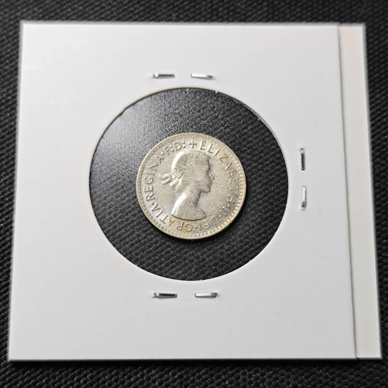 KK钱币收藏小铺  第365场  2月预留时间 周末发货   1956澳大利亚3便士银币