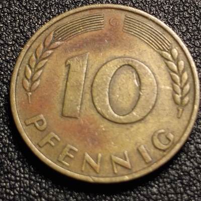 泉币菌-第128场-精品福利场(115场之后的本周末发货，感谢理解) - 德国 10芬尼 铁芯镀黄铜硬币 五叶橡树 21.5毫米 