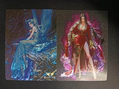 花开卡拍第46期（11月9号周日截拍，品控勿拍!!!拍品不寄存，运费5元，自制卡难免瑕疵，可能存在轻微撞角爆边等出厂瑕疵，品控介意勿拍！） - 奇点卡牌 盲包卡 粗闪 宗rich女帝和蓝精灵