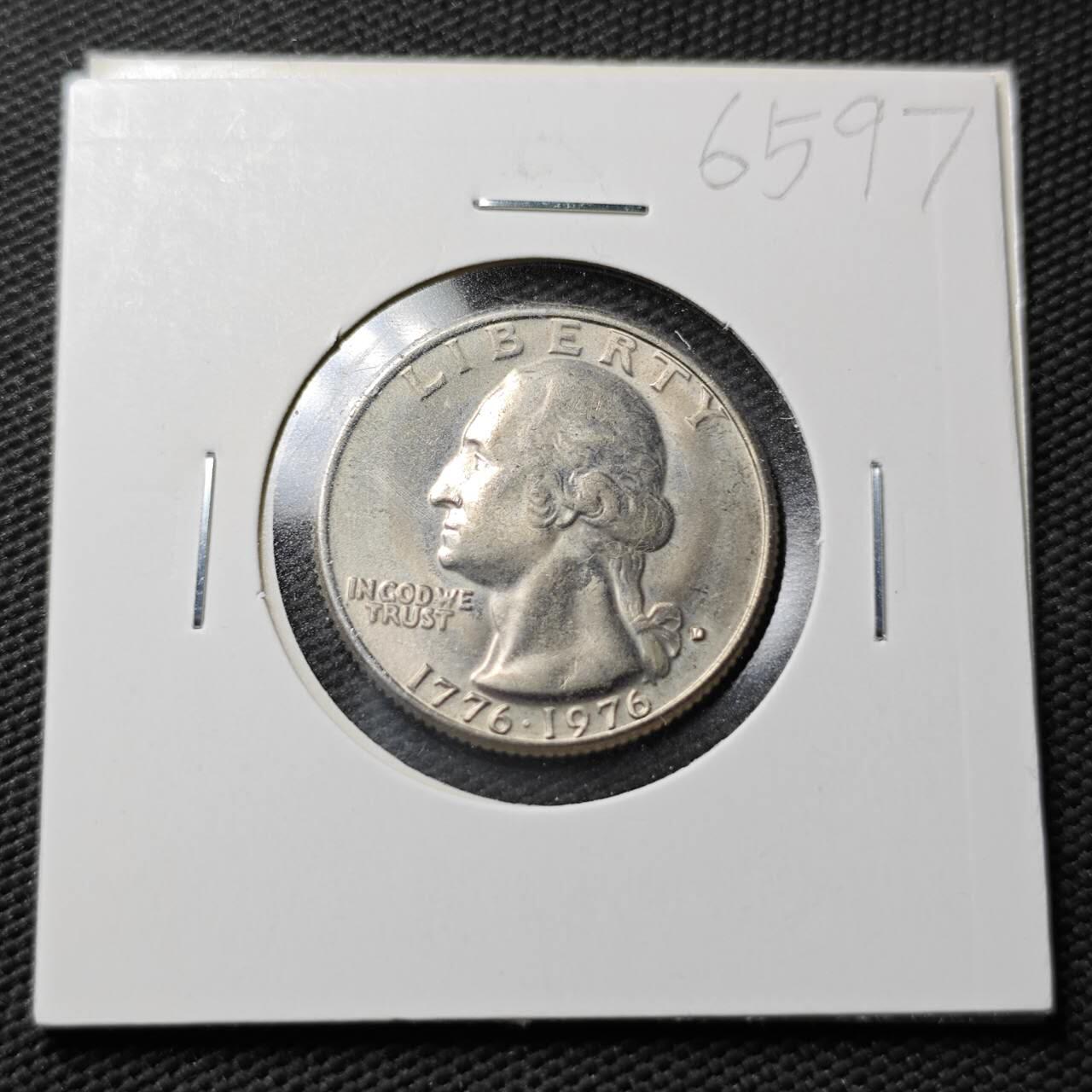 KK钱币收藏小铺  第365场  2月预留时间 周末发货  1976美国25分纪念币 建国200周年纪念币 好品