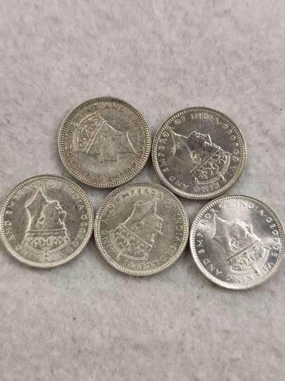 G&W世界散币，银币处理专场（第35场） - 海峡殖民地10分银币5枚  乔六