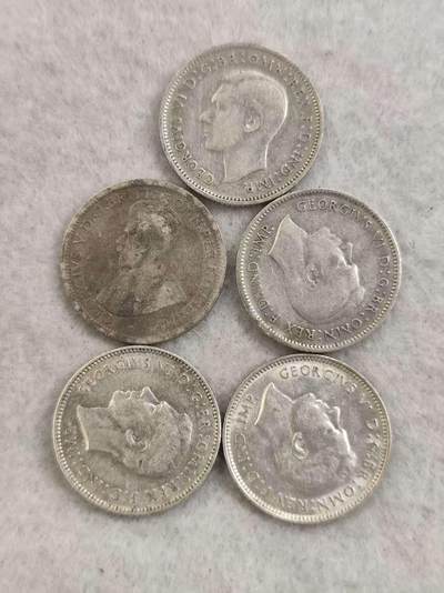 G&W世界散币，银币处理专场（第35场） - 澳大利亚6便士银币5枚  乔六4枚  乔五1枚