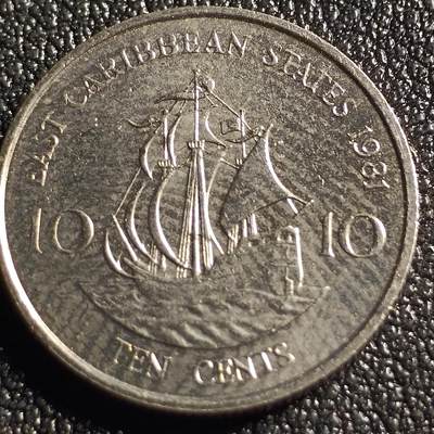 泉币菌-第128场-精品福利场(115场之后的本周末发货，感谢理解) - 原光极美 英属东加勒比10分 帆船 18mm 女王钱币