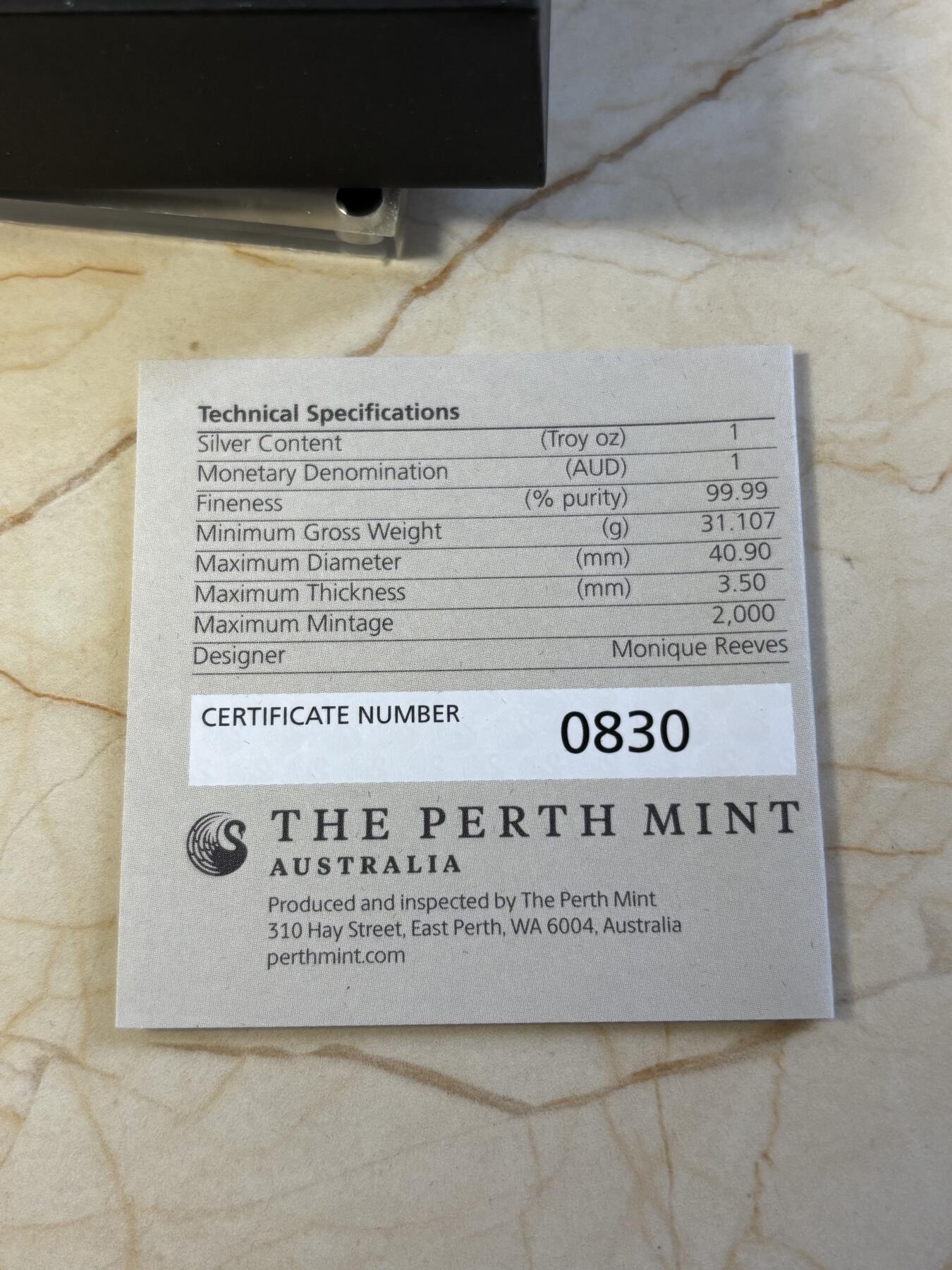 第181期拍卖 澳大利亚2021年墨尔本币展鸸鹋1盎司彩银币特别版，999银，发行2000枚