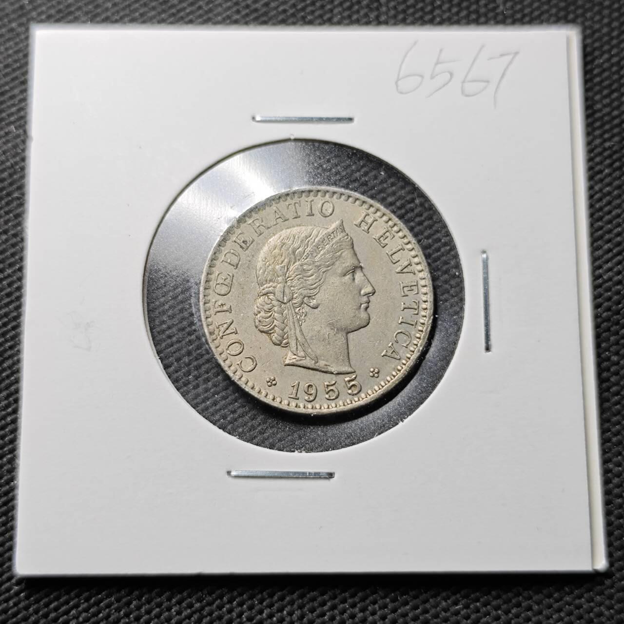 KK钱币收藏小铺  第365场  2月预留时间 周末发货  1955瑞士20分