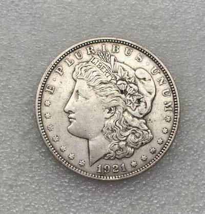 世界钱币专场拍卖 每周二开拍 - 1921年D版美国摩根女神一美元流通银币 26.7克 90%银